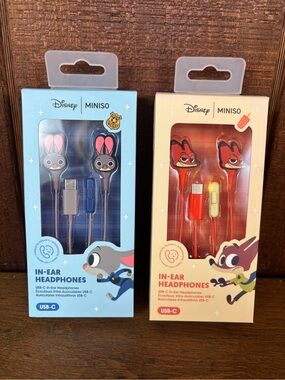 Disney Zootopia Miniso 2 In-Ear Headphones Set of 2, Judy Hops & Nick Wilde